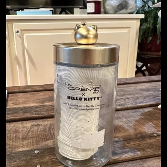 Hello Kitty X The Crème Shop Large Reusable Jar + Premium Cotton Pads NWT Sealed - Picture 2 of 4